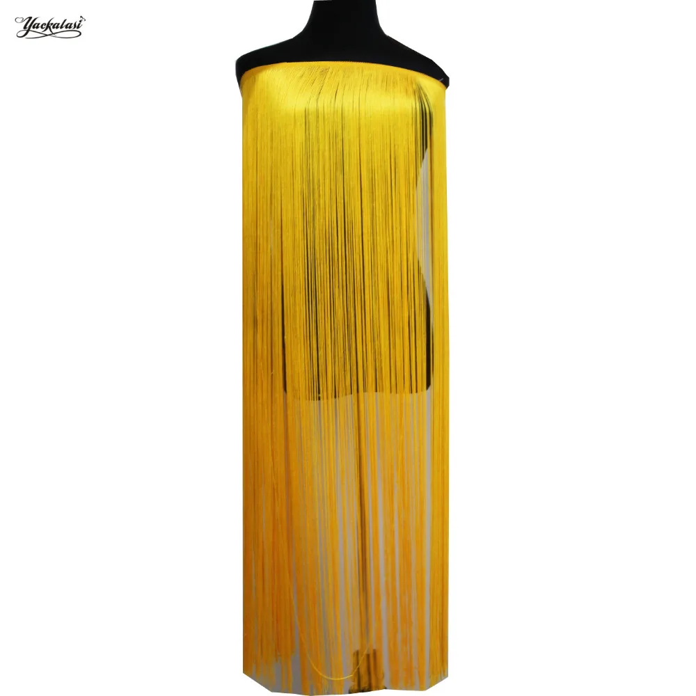 Lunga Frangia Della Nappa Poliestere Catenella Frange Vestito Latino Pizzo Macramè 1 Yds Samba DanceWear Guarnizioni Trim 50-100 centimetri - immagine 5