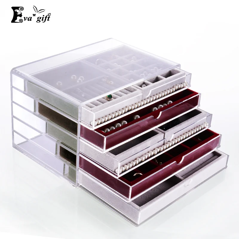 jewelry diy acrylic ring drawers storage cosmetic jewelry makeup box Display Acrylic DIY necklace organizer earrings