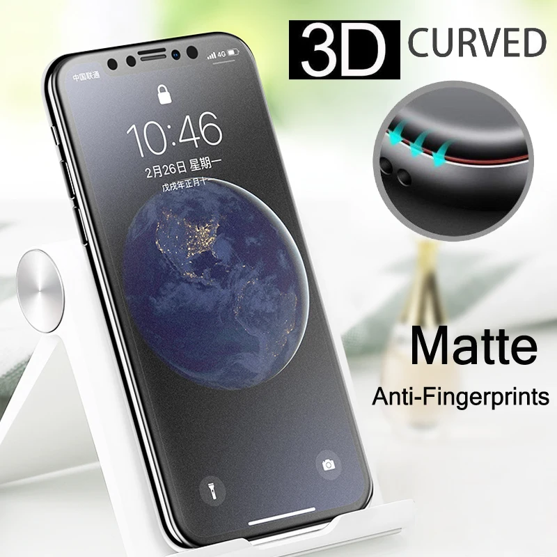 3D изогнутый край Полное покрытие матовый экран протектор для iPhone X Xs Max XR 11 Pro Max матовый анти синий луч светильник 9H закаленное стекло