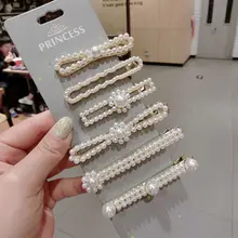 6 стилей, корейский стиль, два ряда, имитация жемчуга, утконоса, заколка для волос, Женская Роскошная боковая челка, Аллигатор, шпилька, одно слово, Геометрическая заколка