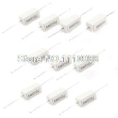 

10 Pcs Axial Wirewound Cement Resistors 5W Watt 0.1 Ohm 5%