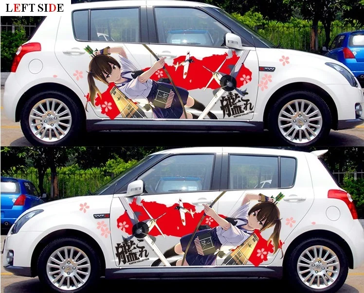 

LEFT SIDE Car Stickers 3D Car Decals Cartoon Anime Painting Body Graceful Pretty Waterproof Vinyl Fresh No Color Fading Durable