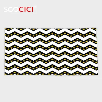 

Custom Microfiber Ultra Soft Bath/hand Towel,Chevron Black Zig Zag Pattern with Inner Stars Parallel Striped Trendy Lines Artful