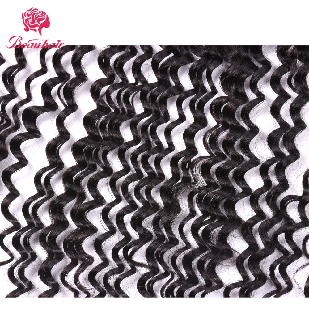 Beau Hair Deep Wave Peruvian 100% Human Hair frontal Non-Remy Natural Color Free Shipping 13*4 Lace Frontal with baby hair