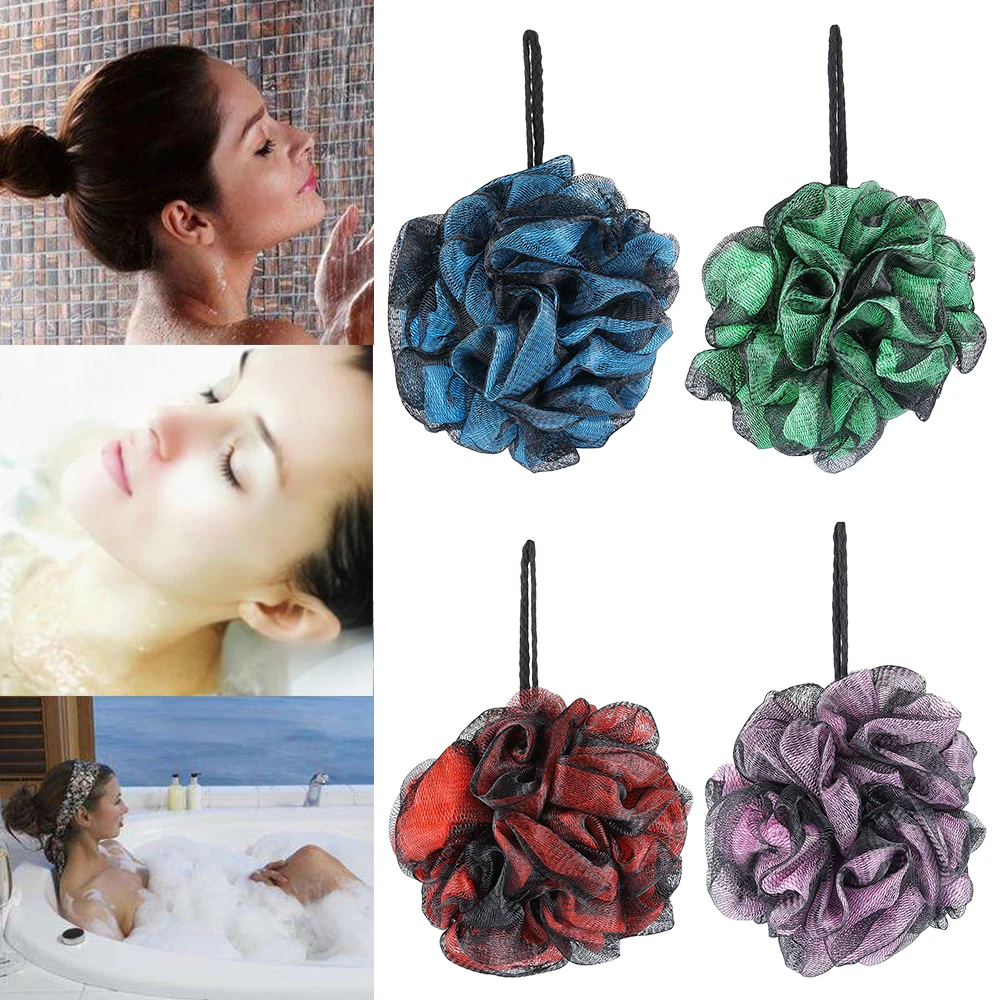 Rich Bubble 4 Color Soft Bath Ball Flower Brush Tubs Scrub Shower Body Cleaning Exfoliation Skin Care Mesh Wash Sponge Shower Ba