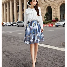 Kerrolado Новая мода Sring anf Sunmmer женская элегантная печать и цветные юбки. И отделкой в виде лотосов. L Размеры AX05