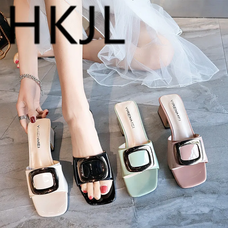 

HKJL Fashion 2019 new all-in-one style open-toe sandals, summer fairy high heels, slippers and chunky pumps A436