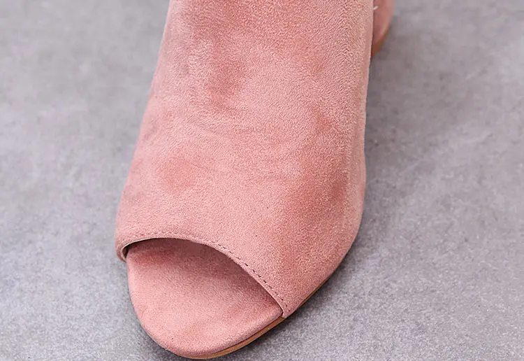 Women Shoes  Sexy Pump Summer High Heels Flock Zip Sandals Ladies Casual Square Heel Shoes Zapatos Mujer Plus Size 34-43
