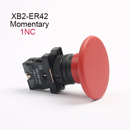 XB2-ER31 XB2-ER42 1NC/1NO Грибная головка 60 мм Мгновенный самосброс кнопочный переключатель красный/зеленый - Цвет: XB2-ER42