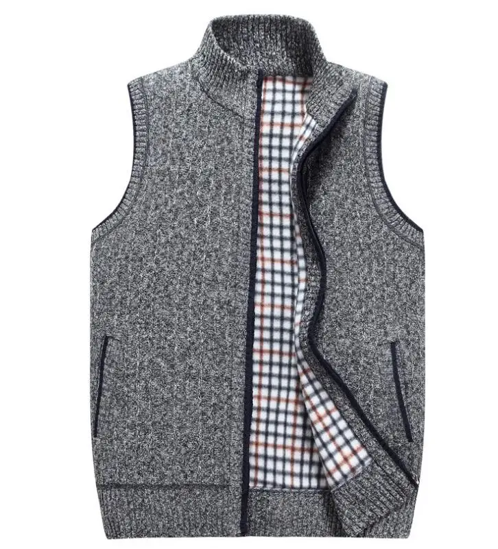 

Mens Winter wool Sweater Vest Mens Sleeveless Knitted Vest Jacket 2018 New Warm Fleece Sweatercoat Plus SIze M-3XL