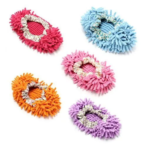 

VSEN 2pcs StyleMulti-Function Chenille Fibre Washable Dust Mop Slippers - Random Color (Pair)