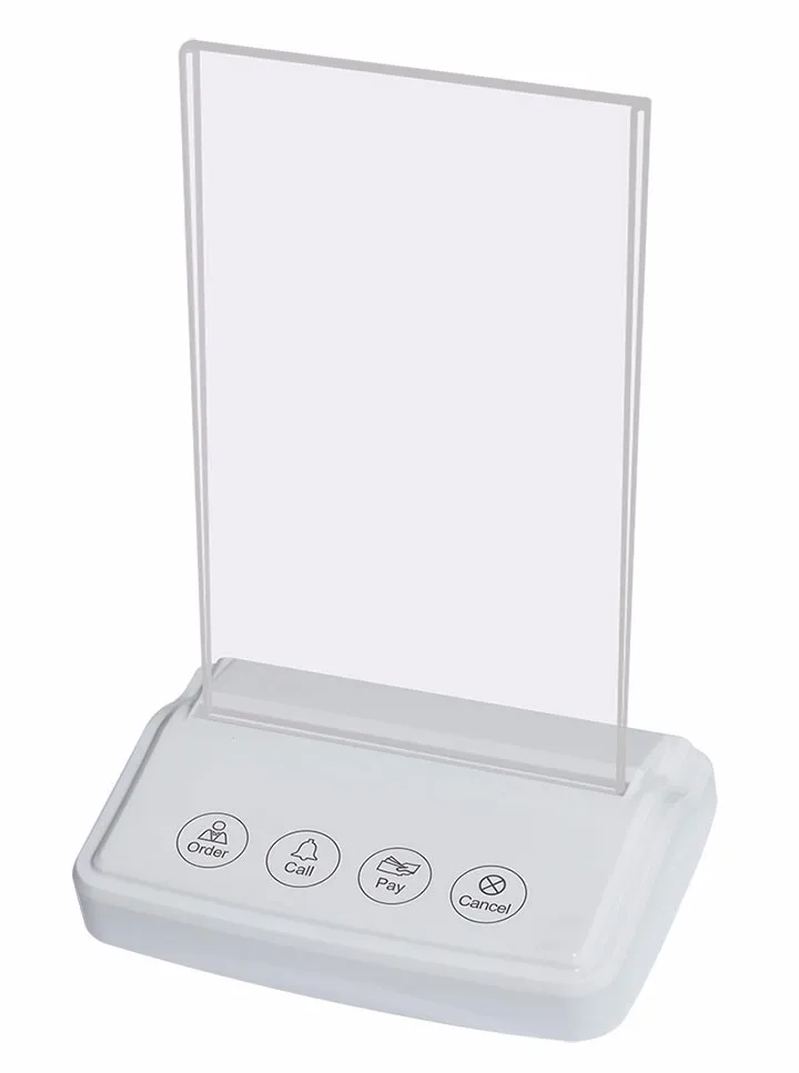4-кнопочный сенсорный пресс Беспроводная кнопка вызова, настольного компьютера вызывающего абонента с меню карты, вызова официанта и ресторан услуга вызова