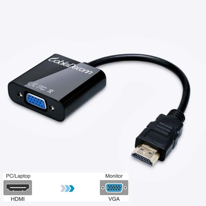 

HDMI to VGA Adapter Male To Famale Converter Adapter 1080P Digital to Analog Video Audio For PC Laptop Tablet