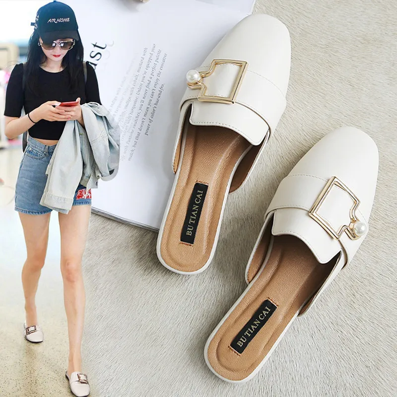 

Baotou Half Slippers Female Summer Fashion Wear Net Red Flat Bottom 2018 New Port Wind No Heel Lazy Shoes Female Sandals