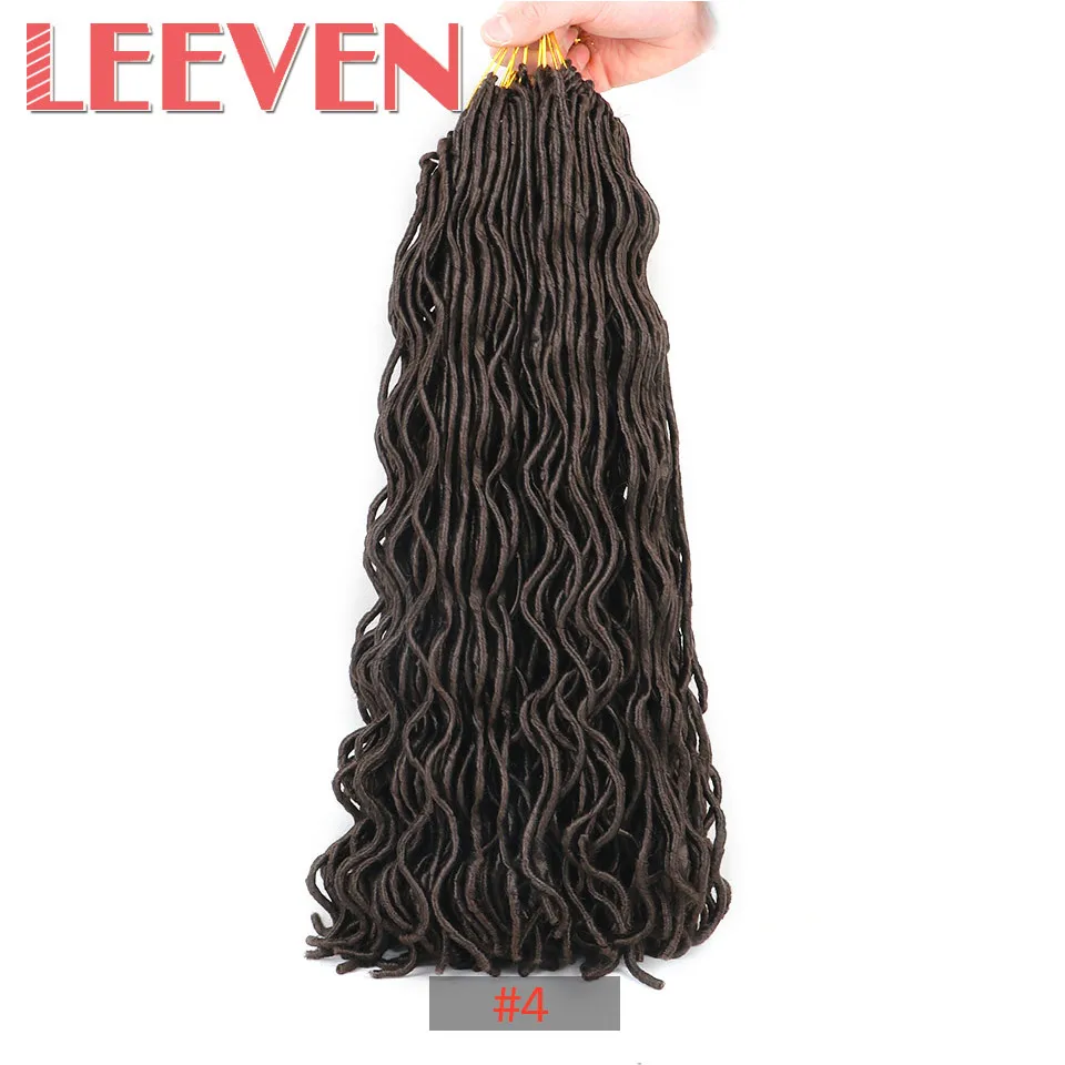 Leeven 20 дюймов 100 г 24 корни крючком оплетка волнистые Faux locs волосы синтетические мягкие Dread плетение волос - Цвет: #4