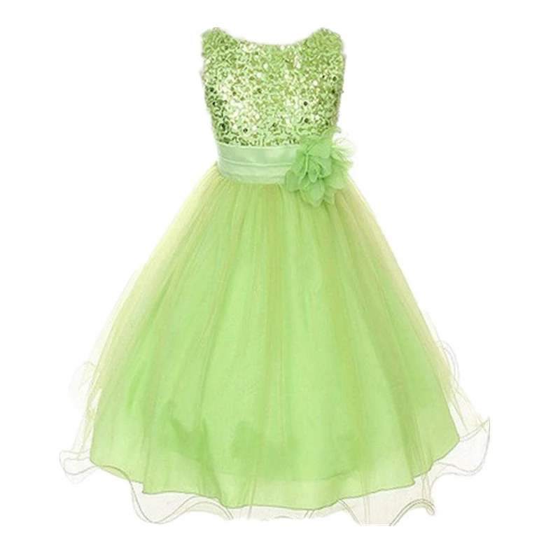 Лидер продаж года, платья для девочек возрастом от 3 до 15 лет Детское бальное платье, платье принцессы для свадебной вечеринки летняя праздничная одежда для девочек платье-пачка - Цвет: Зеленый