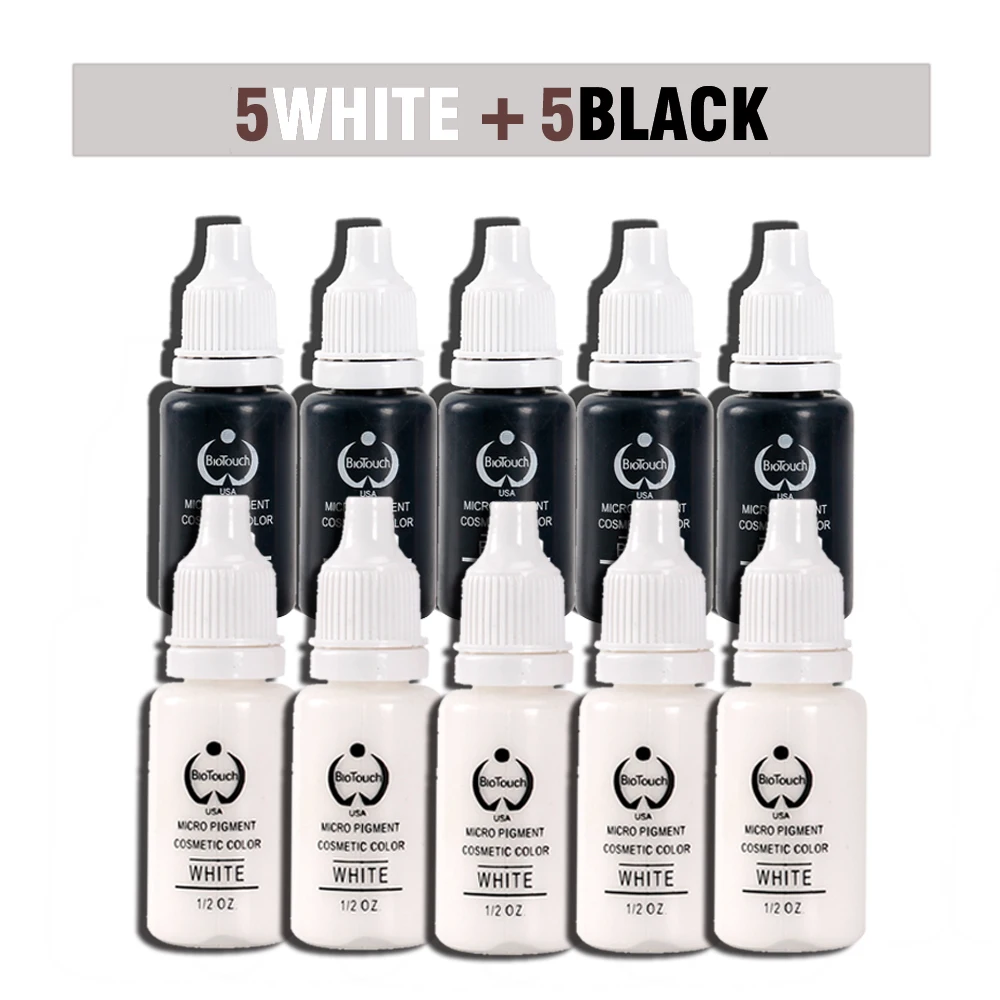 

10Bottle 1/2oz Tattoo Ink Pigment For Permanent Makeup Easy To Wear Eyebrow Eyeliner Lip Body Arts Paints Tattoo Art Beauty Tool