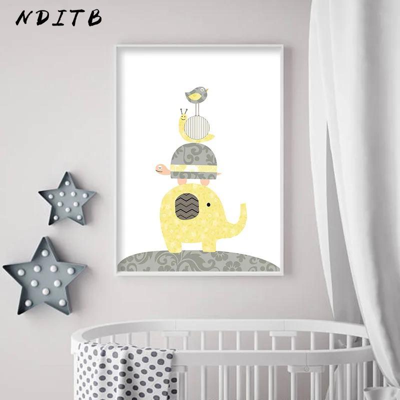 NDITB мультфильм холст Художественная живопись плакаты Детские стихи печать