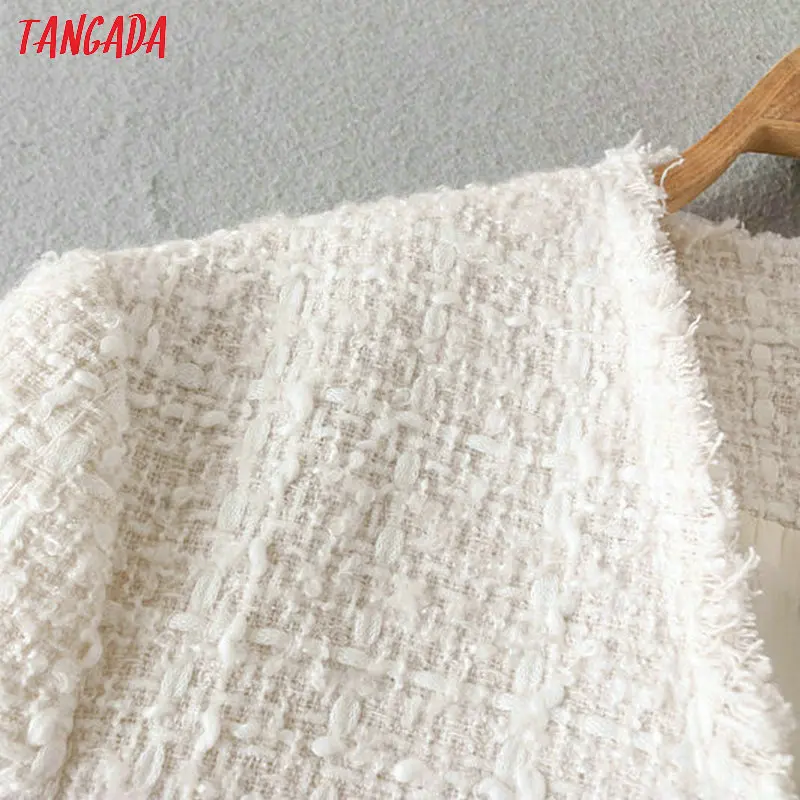 Tangada женский однотонный твидовый Блейзер, винтажный Японский стиль, Женский блейзер с длинным рукавом, куртка, пальто, повседневные брендовые Топы BE527