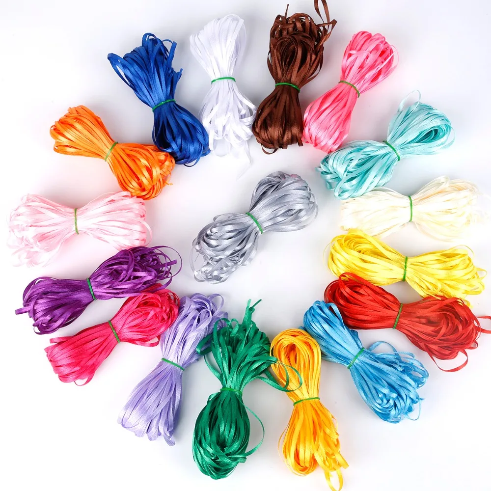 

3mm 25 Yards Silk Satin Ribbon Handmade DIY Material For Arts Crafts Sewing Christmas Wedding Party Decoration Gift Wrap