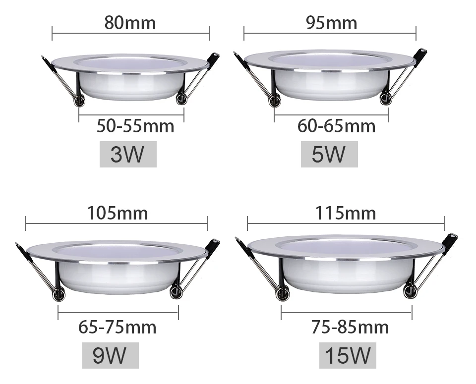 Светодиодный светильник, 3 Вт, 5 Вт, 7 Вт, 9 Вт, 12 Вт, 15 Вт круглый встраиваемый светильник 220V 230V 240V светодиодный лампы Спальня Кухня Крытый светодиодный точечное освещение