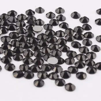 

SS3-SS34 Black Shiny 3D Nail Art Rhinestone Non Hotfix Flatback Glue On Rhinestones For DIY Nail Art