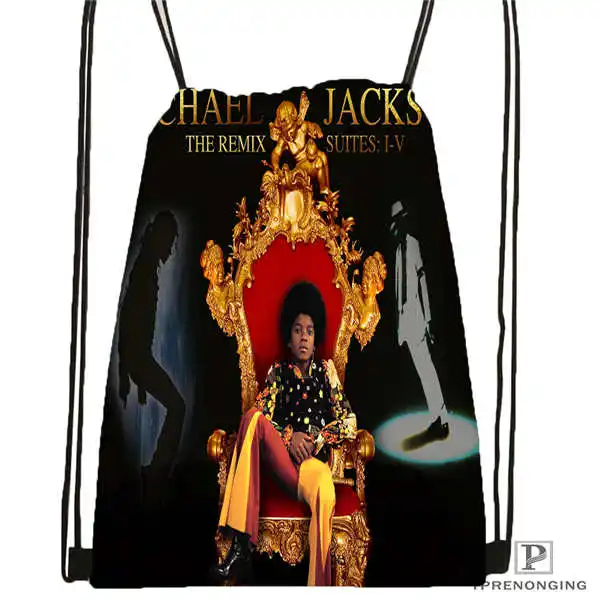Drawstring Backpack Пользовательские Майкл Джексон походная сумка на шнурке милый рюкзак дети ранец(черная спина) 31x40 см#180531-04-31 - Цвет: Drawstring Backpack