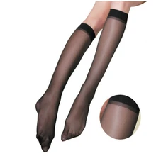6 peças = 3 pares feminino sólido marca meias de náilon para mulheres moda joelho altos meias de verão transparente mulher meias medias
