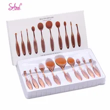 10pcs Oval Makeup Brush Toothbrush Kit Foundation Loose Powder Eyeliner Brush Concealer Blending Gift Box Beauty Tool