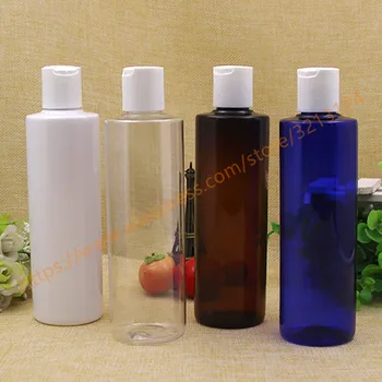 

250ml clear/white/brown/blue PET bottle with white PP disc lid,essential oil/liquid/moisturizer/facial water container