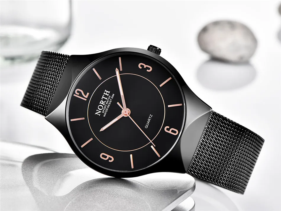 NORTH мужские часы Топ бренд Роскошные модные часы мужские полностью стальные водонепроницаемые кварцевые часы мужские кварцевые часы Relogio Masculino