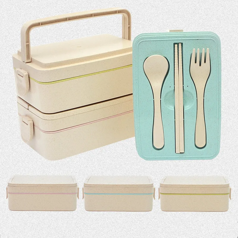 Японский Bento Box микроволновая печь пшеничный Ланч бокс для детей школьный