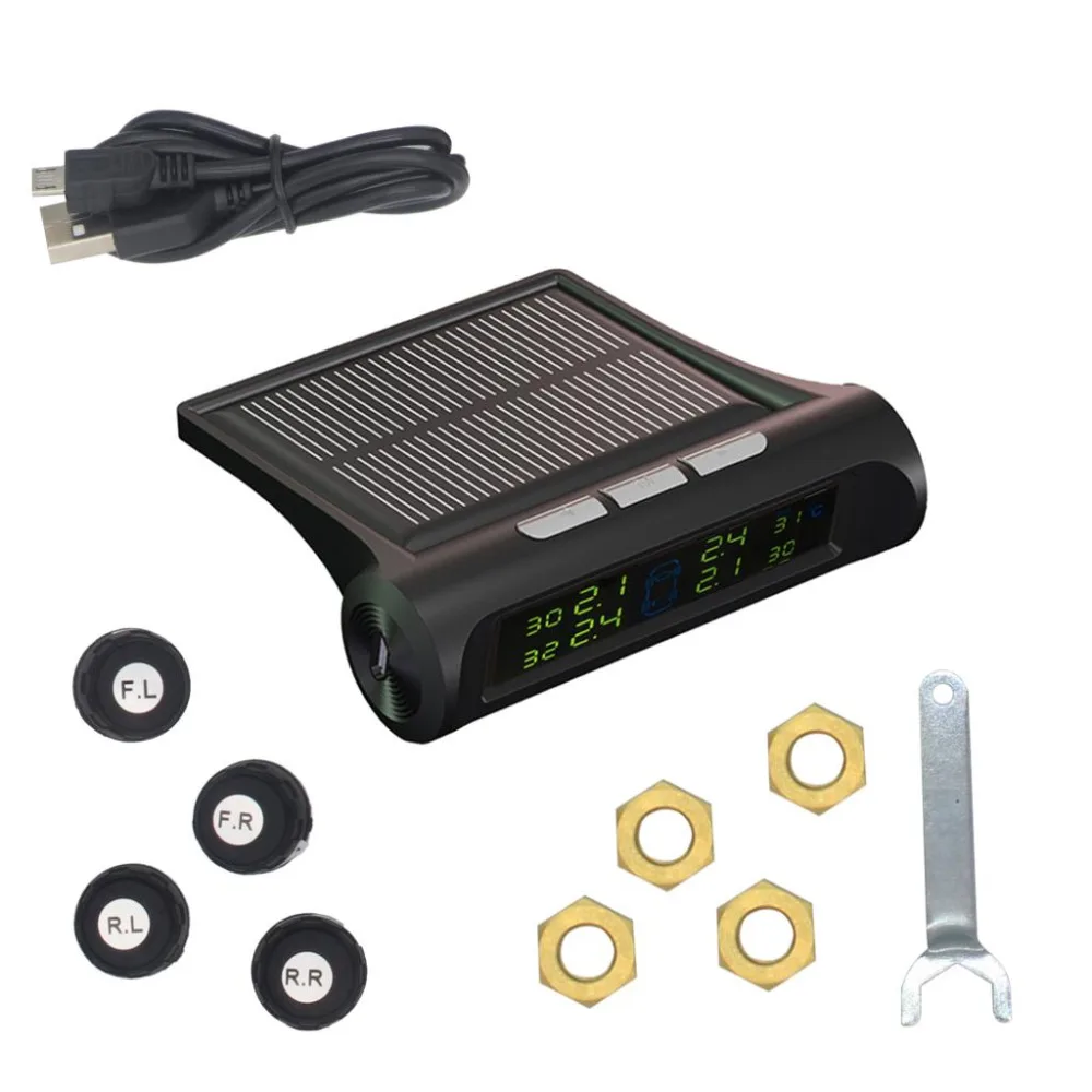 New Smart Car font b TPMS b font Tyre Pressure Monitoring System Solar Power charging Digital