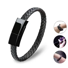 Портативный кожаный чехол для iPhone 7 спортивный зарядное устройство-браслет кабель для зарядки и передачи данных для iPhone 6 S Plus Android Тип-C телефонный кабель