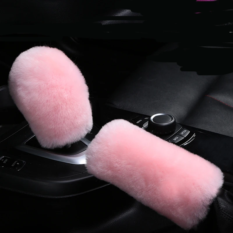 2 piece car handbrake gloves soft plush cover winter warm universal for Peugeot 206 207 208 301 307 308 407 2008 3008 4008