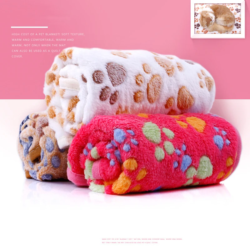 

Pet Soft Pet Blanket Winter Dog Cat Bed Mat Foot Print Warm Sleeping Mattress Small Medium Dogs Cats Coral Fleece Pet Supplies