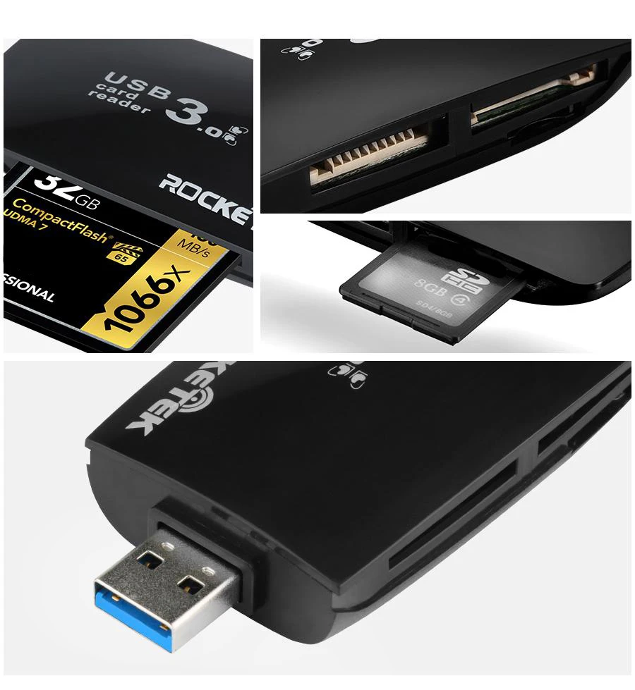 Купить rocketek по USB 3, 0 Multi 4 в 1 устройство чтения карт памяти ...