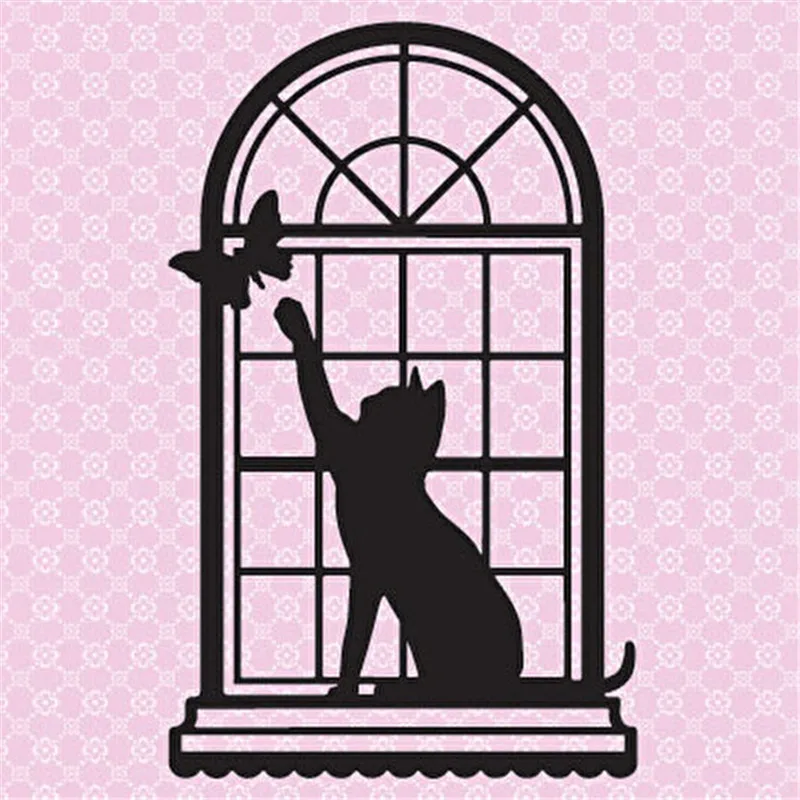 

Metal Craft Dies New Arrivals 2019 1 Pcs/lot 79*126mm Window and Cat Metal Cutting Dies New 2019 for Craft Dies Scrapbooking