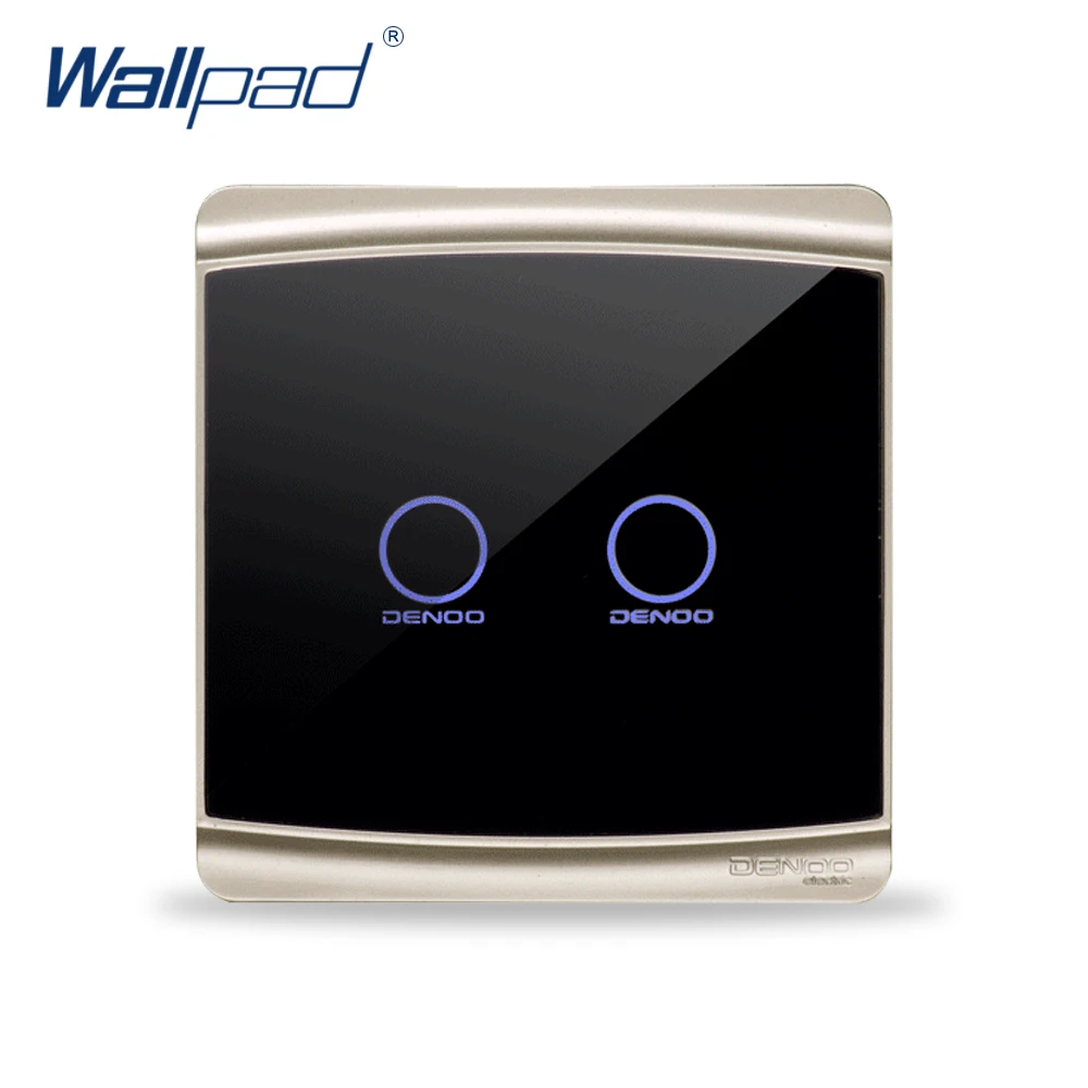 2 Gang 1 Way Wallpad Luxury Black Crystal Glass Switch Panel Touch