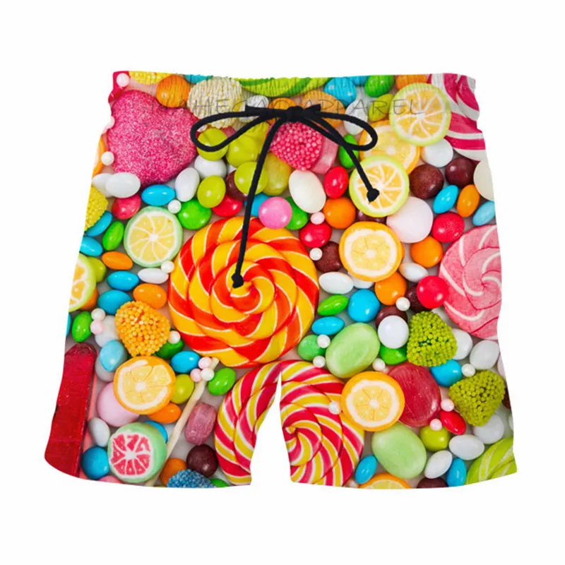 Милые повседневные шорты с леденцами Harajuku летние для серфинга шорты унисекс забавные уличные сетчатые дышащии эластичные для талии шорты Hombre