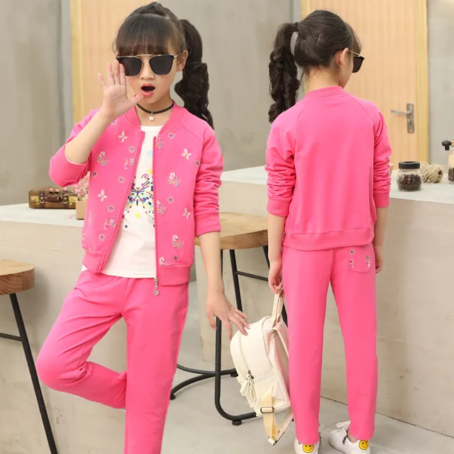 Spring Autumn Teenage Girls Tracksuit Girls Clothing Sets Children