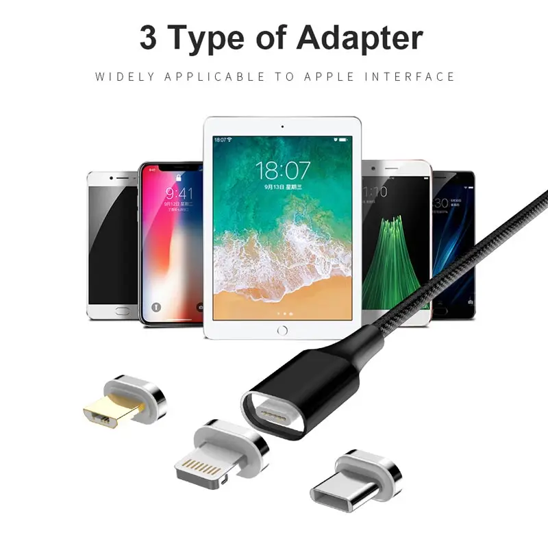 Зарядный кабель Ingelon 3 в 1 с магнитным usb разъемом метр микро 2 4 А Тип c Сменный