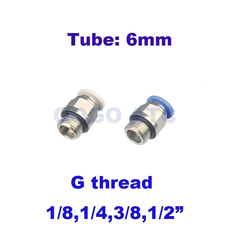 

Copper nickel plating Pneumatic air straight fitting hose O.D 6mm G thread PC6-G01/02/03/04 1/8 1/4 3/8 1/2 One touch connector