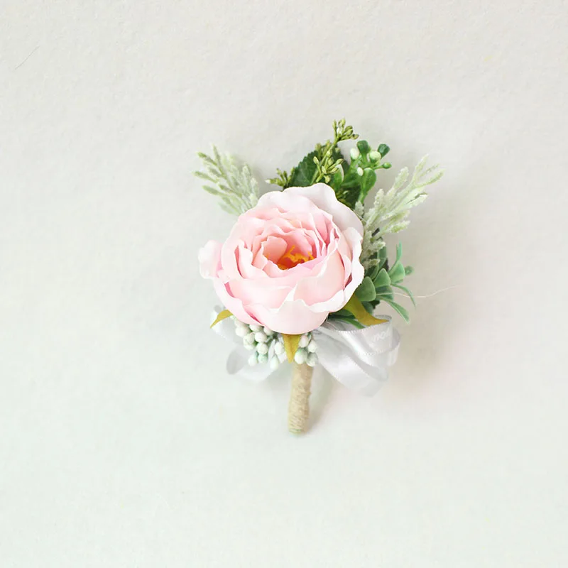 pink roses silk corsages boutonnieres groom wedding corsage for men  (16)