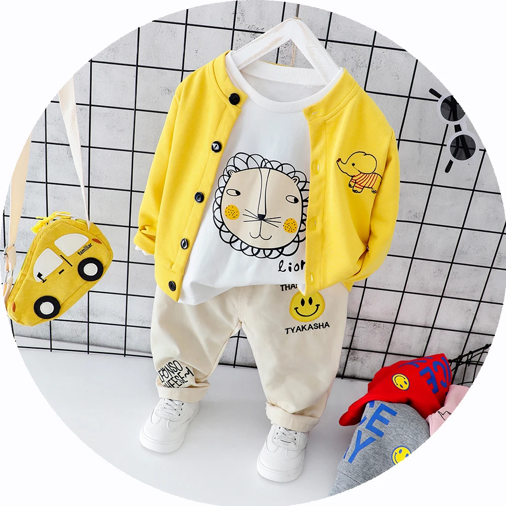 Одежда для маленьких мальчиков Комплекты из 3 предметов для детей от 6 месяцев до 3 лет, новые осенние модные стильные комплекты для малышей комплекты одежды в клетку из хлопка для мальчиков, A9094