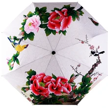 Картина в китайском стиле Ранняя весна пион Magpie толстый складной зонтик высокого качества зонтик открытый ветрозащитный Шмель