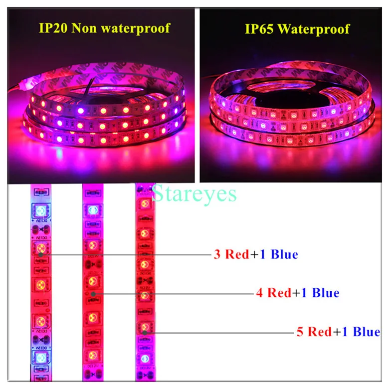 100 шт. SMD 5050 5 м Светодиодная лента для роста, фито-лампа, полный спектр, светодиодный светильник для выращивания растений для теплицы, гидропоники