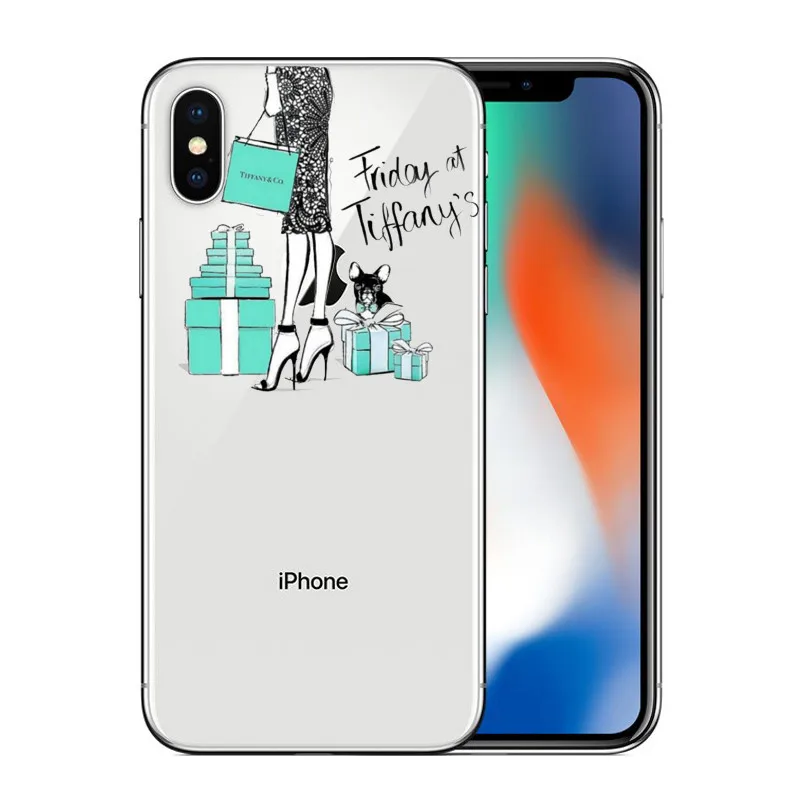 Модный чехол в синей коробке для девочек iPhone X, 8, 7, 6, 6s Plus, 5, 5S, SE, XR, XSMax, жесткий чехол для телефона с котом и кофе - Цвет: Синий