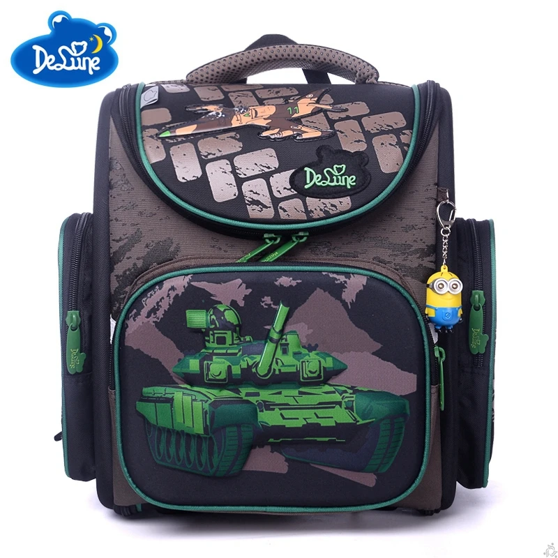 

Delune Children School Bags for Boys Orthopedic Waterproof Backpacks Child Boy Tank Book Bag Satchel Knapsack Mochila Escolar