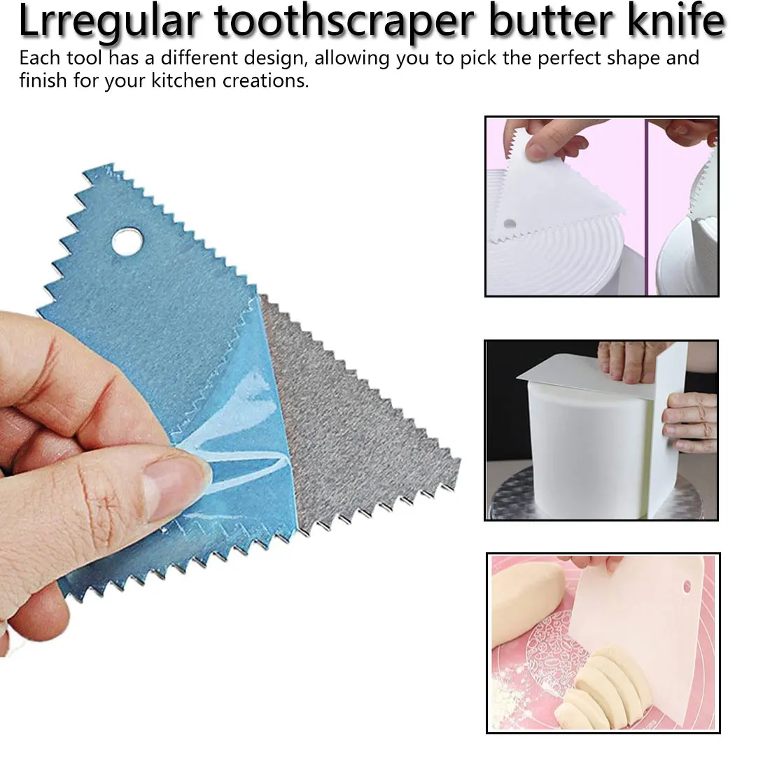 

Baking Spatulas Tools Irregular Teeth Cream Scraper Kitchen Tools DIY Edge Scraper Cake Decorating Fondant pastry cutters